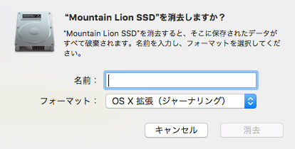 SSDはデータオプションが表示されない